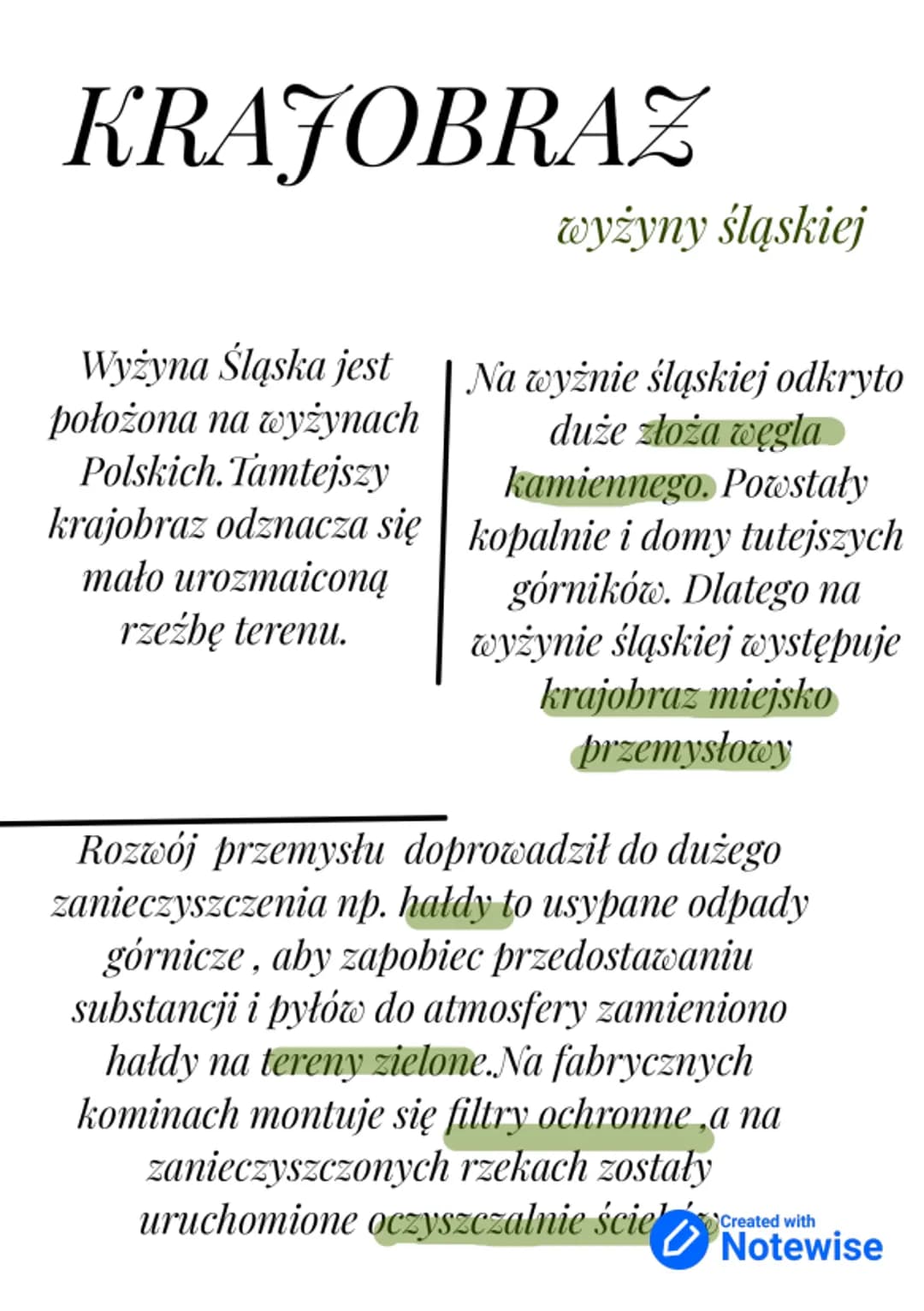 KRAJOBRAZ
Wyżyna Śląska jest
położona na wyżynach
Polskich. Tamtejszy
krajobraz odznacza się
mało urozmaiconą
rzeźbę terenu.
wyżyny śląskiej