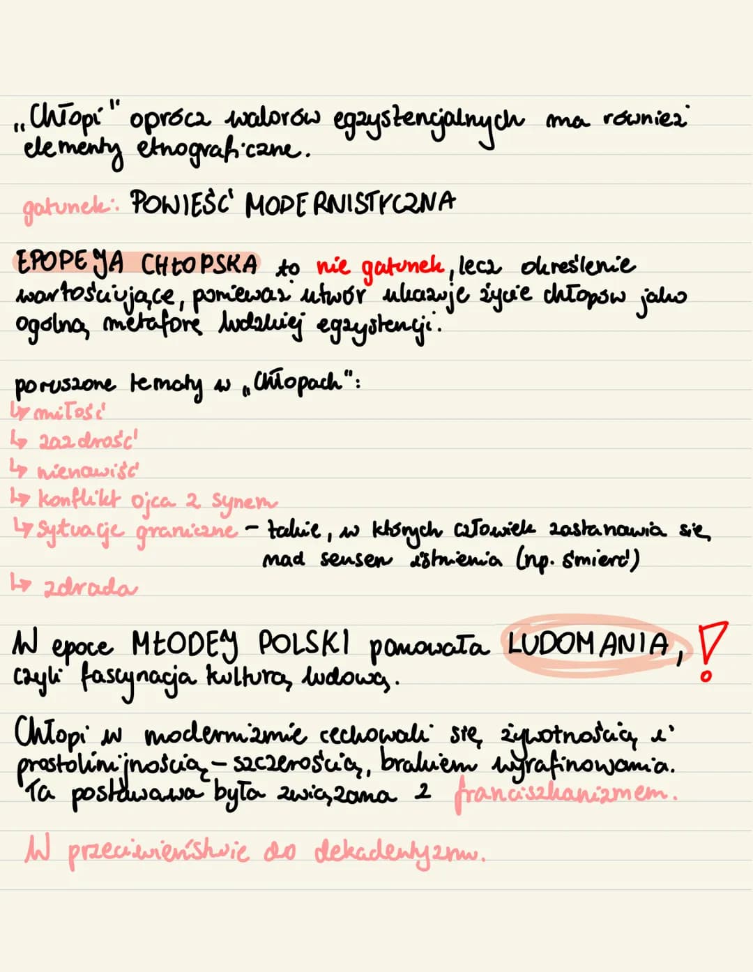 1. Chłopi" oprócz walorów egzystencjalnych
elementy etnograficzne.
gatunek: POWIEŚĆ MODERNISTYCZNA
EPOPEYA CHŁOPSKA to nie gatunek, lecz okr