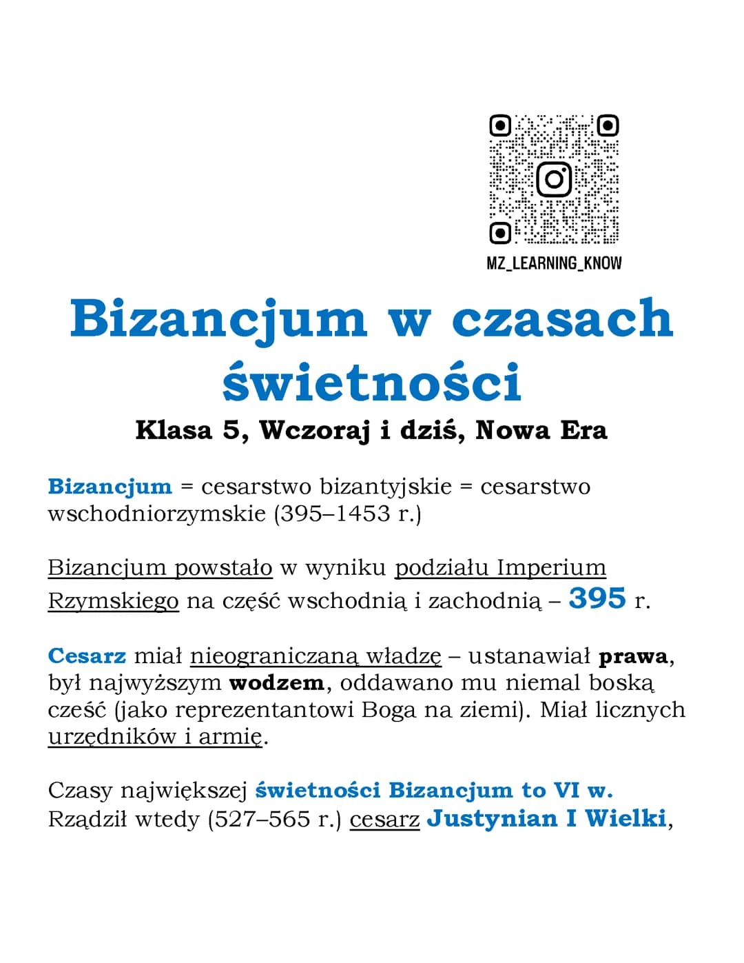 Bizancjum w czasach świetności Klasa 5, Wczoraj i dziś, Nowa Era