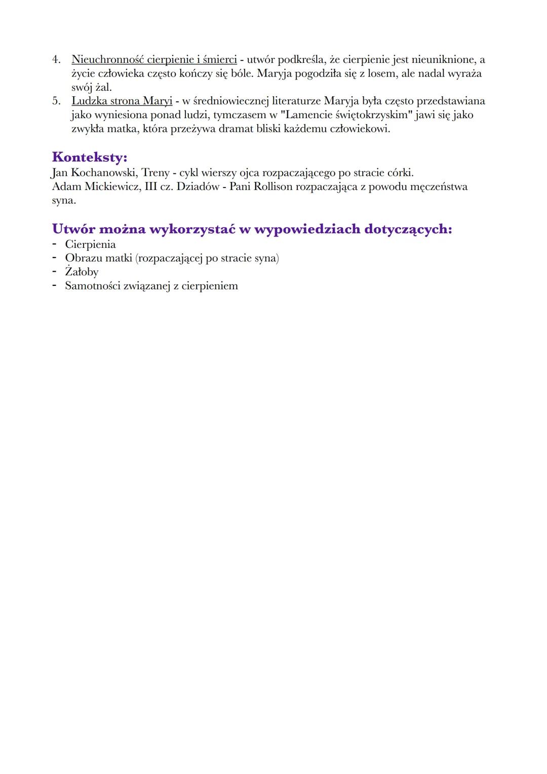 --- OCR Start ---
Lament świętokrzyski (fragmenty)
Geneza:
Lament świętokrzyski jest znany także pod tytułem Żale Matki Boskiej pod krzyżem 
