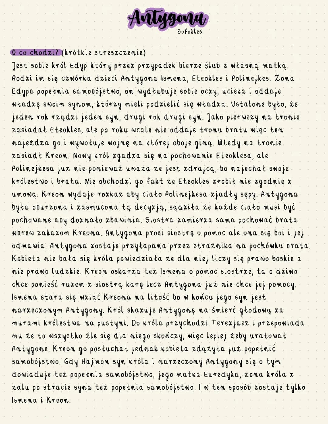 Antygona Sofoklesa: Podsumowanie, Postacie i Motywy
