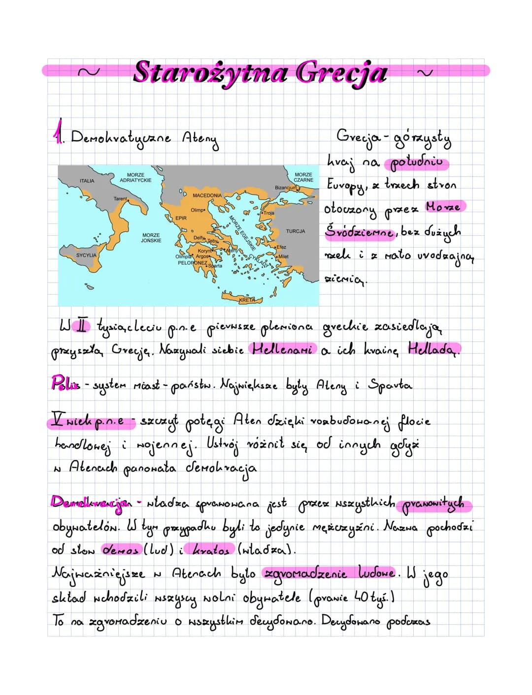 1. Demokratyczne Ateny
ITALIA
SYCYLIA
Starożytna Grecja
MORZE
ADRIATYCKIE
Tarent,
MORZE
JOŃSKIE
OD
15
EPIR
MACEDONIA
Olimp
Delfy Jeby
an
Kor