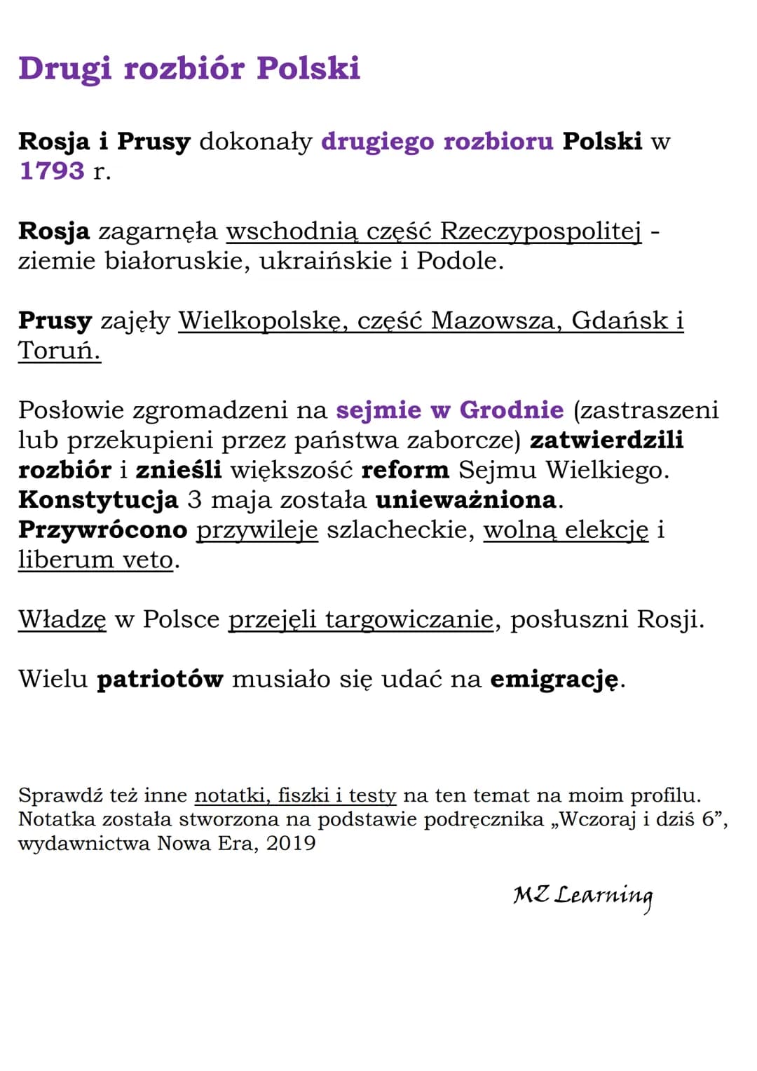 Sejm Wielki i Konstytucja
3 maja
3 maja 1791 r. uchwalenie Konstytucji 3 maja
1792 r. - konfederacja targowicka
1793 r. drugi rozbiór Polski