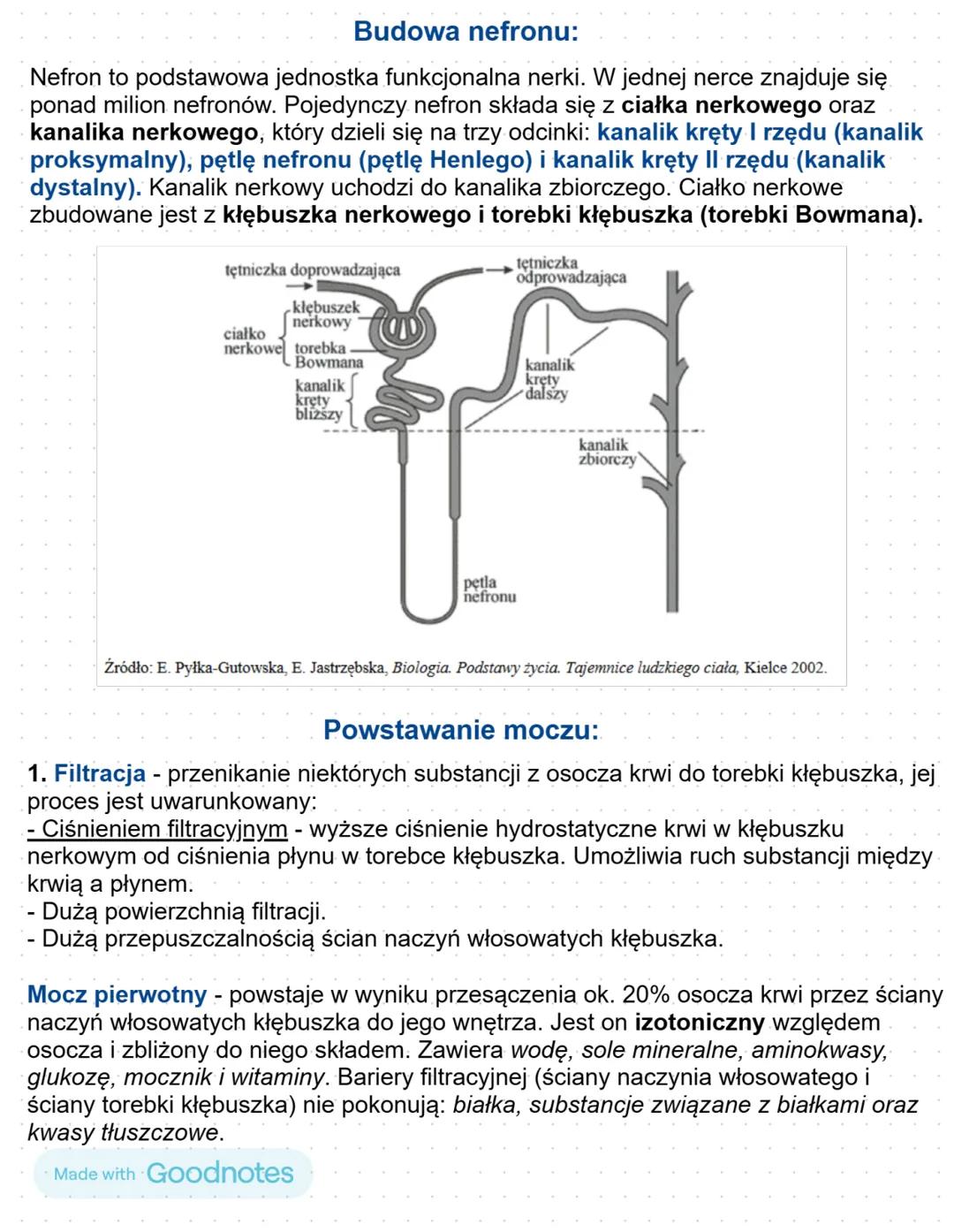Budowa i funkcjonowanie układu moczowego
Wydalanie - proces fizjologiczny, polegający na usuwaniu z organizmu zbędnych oraz
szkodliwych prod
