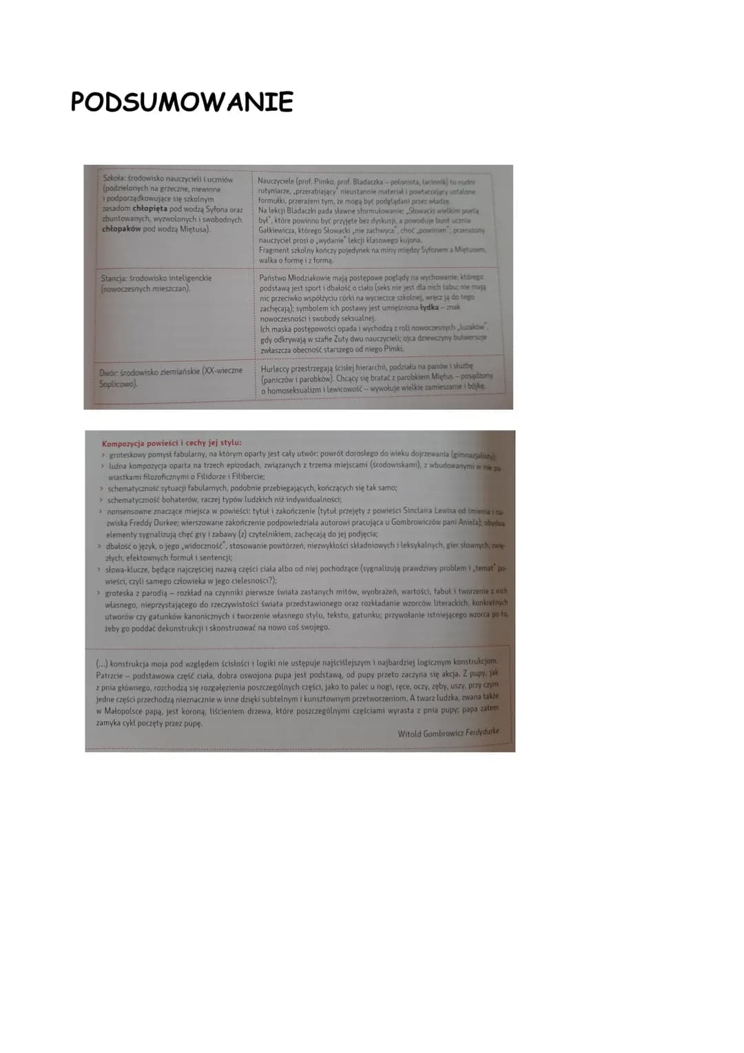FERDYDURKE - PLAN WYDARZEŃ
1) Dziwny poranek.
a)Przebudzenie się bohatera i zwątpienie we własną dojrzałość.
b)Zaskakujące odwiedziny profes