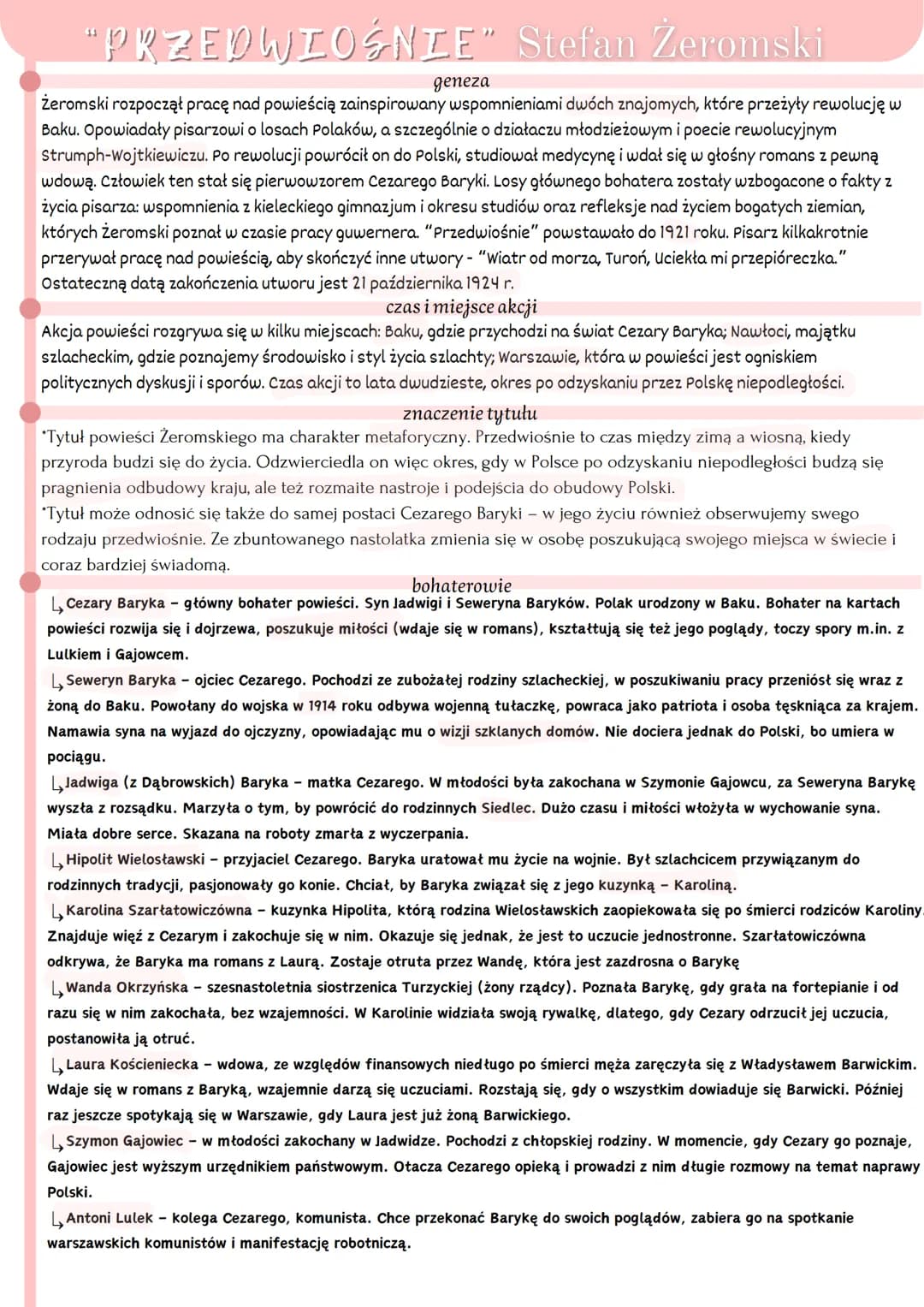 "PRZEDWIOSNIE" Stefan Zeromski
geneza
Żeromski rozpoczął pracę nad powieścią zainspirowany wspomnieniami dwóch znajomych, które przeżyły rew