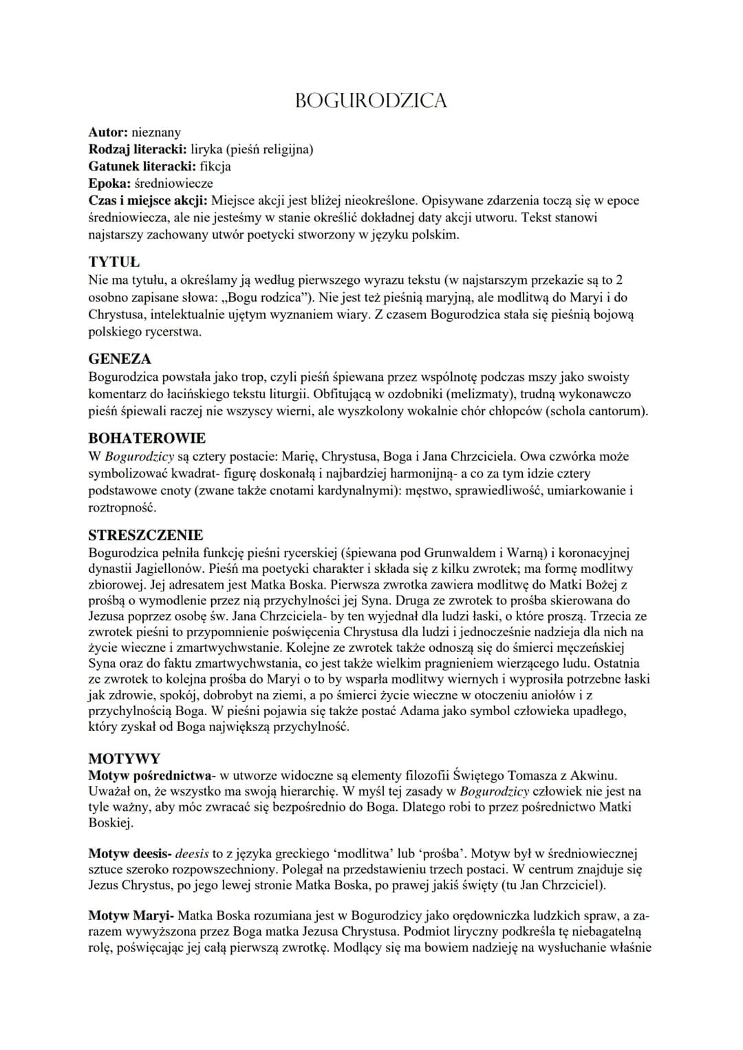 Bogurodzica powtórzenie