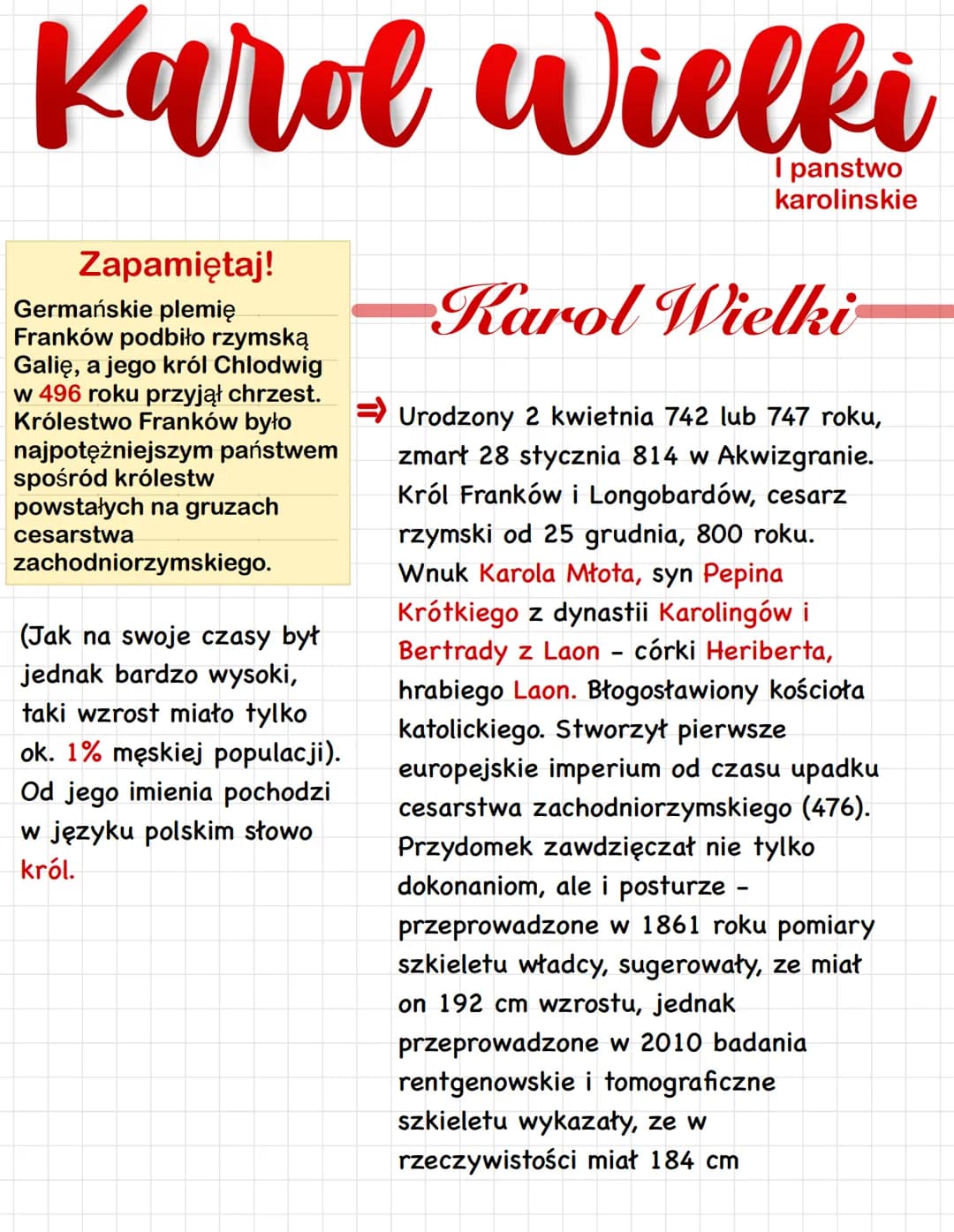 Imperium Karola Wiekiego
Państwo karolińskie powstało w wyniku sukcesu Pepinidów -
wielkiego arystokratycznego rodu frankijskiego - pochodzą