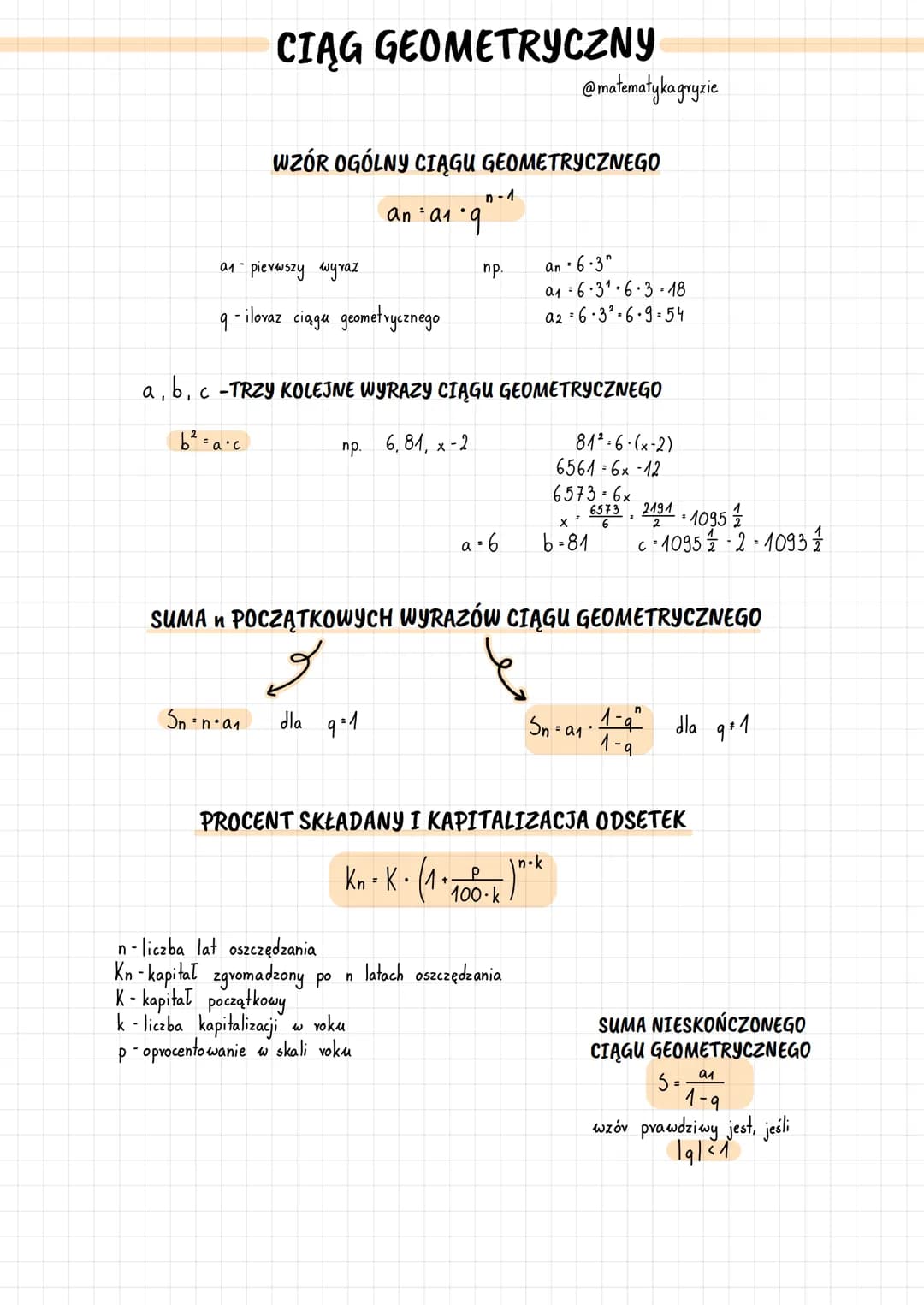 a, b, c
9-
Sn=r
CIĄG GEOMETRYCZNY
a₁ - pierwszy wyraz
ilovaz
WZÓR OGÓLNY CIĄGU GEOMETRYCZNEGO
an = a19
n•a₁
ciągu geometrycznego
n-1
c-TRZY 