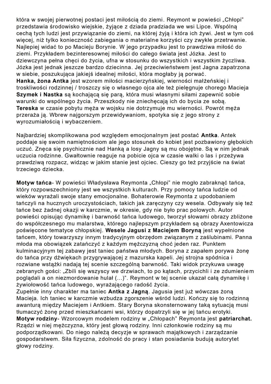 PROBLEMATYKA I MOTYWY W POWIEŚCI
CHŁOPI
Problematyka ,,Chłopów"
Społeczna i ekonomiczna- W Chłopach odnajdziemy wątki dotyczące biedy i
nędz