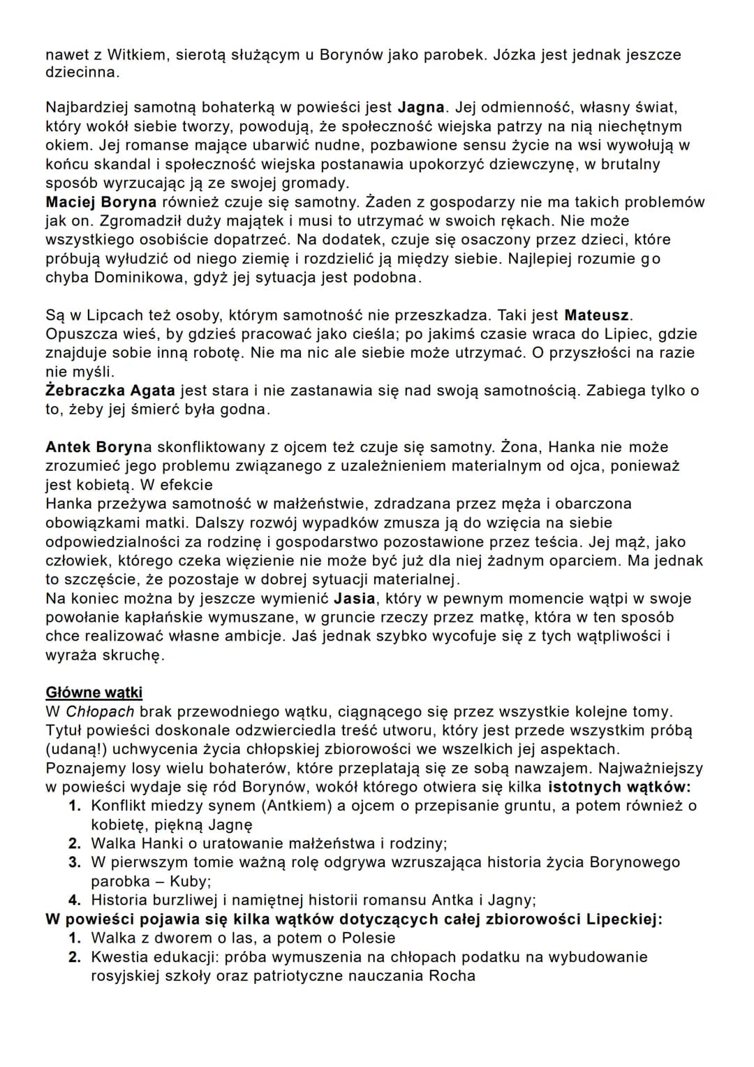 PROBLEMATYKA I MOTYWY W POWIEŚCI
CHŁOPI
Problematyka ,,Chłopów"
Społeczna i ekonomiczna- W Chłopach odnajdziemy wątki dotyczące biedy i
nędz
