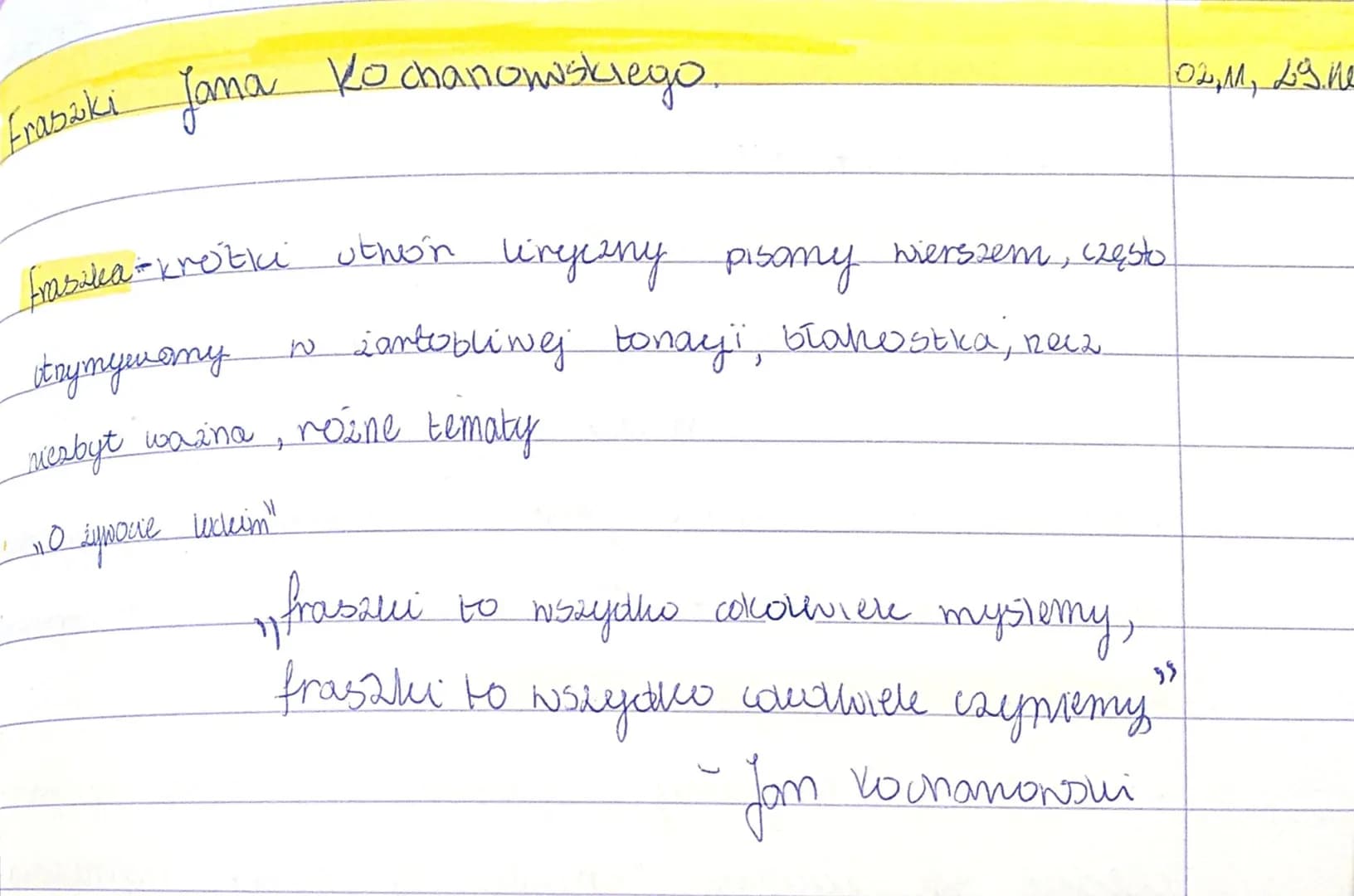 Frasaki Jana Kochanowskiego.
Frasika- krotki otwon lingesny pisomy wierszem, częst
trymywany
no sartobliwej tonayi, błahostka; necz
niezbyt 