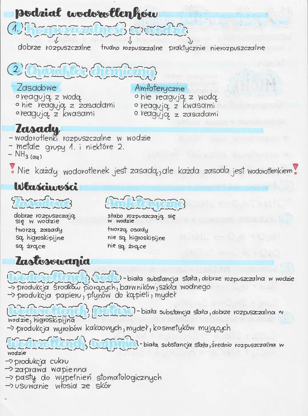 # Wodorotlenki

WODOROTLENKI to związki chemiczne zbudowane z kationów metalu
i anionów wodorotlenkowych.

Wzór
$M(OH)_n$
M - symbol metalu
