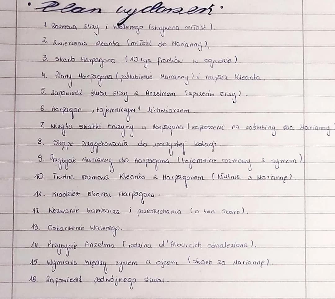 Skąpiec: Plan Wydarzeń Krótki, Szczegółowy, 10 Punktów i Inne Info
