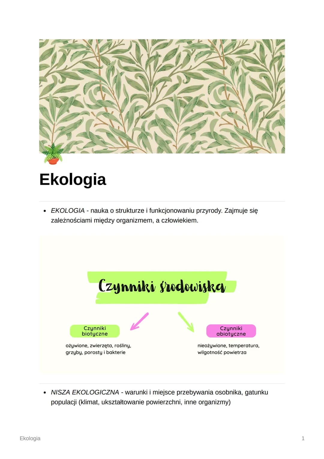 Ekologia
• EKOLOGIA - nauka o strukturze i funkcjonowaniu przyrody. Zajmuje się
zależnościami między organizmem, a człowiekiem.
Ekologia
Czy