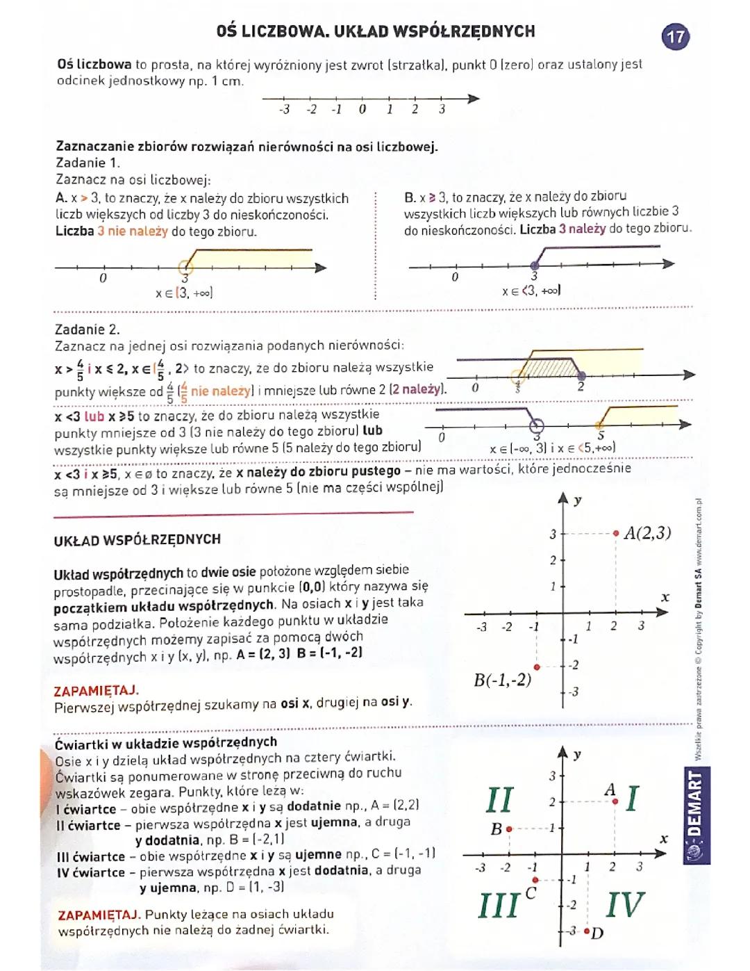 Oś Liczbowa i Układ Współrzędnych: Przykłady i Wyjaśnienia