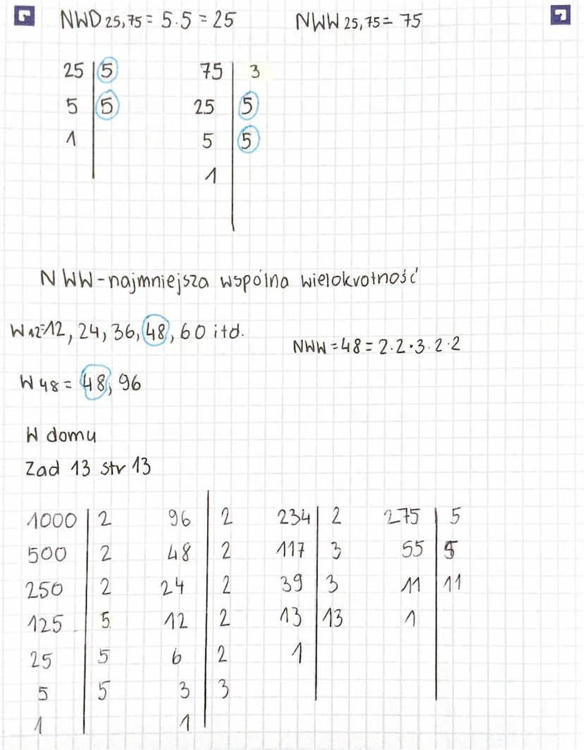 Rozkład liczb na czynniki pierwsze
12 2
62
33
1
1000 2
500 2
250 2
125 5
25 5
5
54
1
12 2.2.3 22.3
12 12
63
22
A
100-2².52
10 000= 24.54
36 