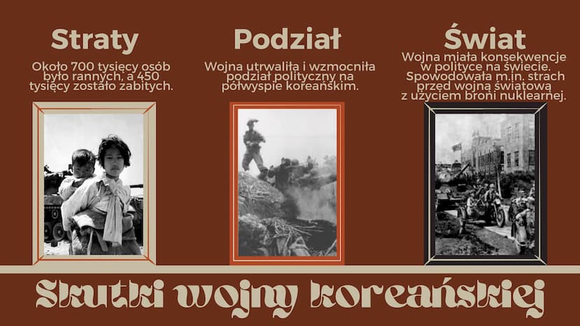 Konflikty
w Korei
M
Wojna koreańska
2 w, ther
d chaf
ll wat
u p!P
oj
an
rev
ес
Ba
Wojna koreańska
Trwała 3 lata
Wojna koreańska rozpoczęła s