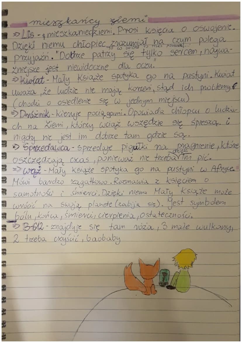 "Mały Książę" Antoine de Saint-Exupéry
gatunek: epuka rodzaj: bash
CZAS AKCJ
MIEYSCE AKCYL
↳dxieciństwo pilota
ها
↳ponad moke- pobyt.
Małego
