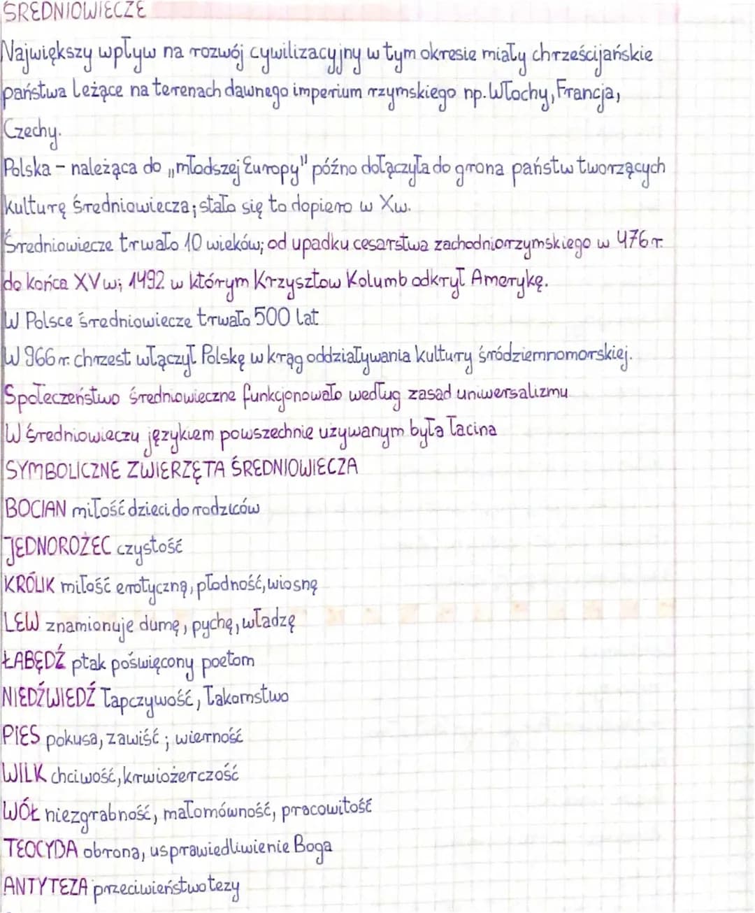 Kościół i chrześcijaństwo w średniowieczu - klasa 5 i liceum