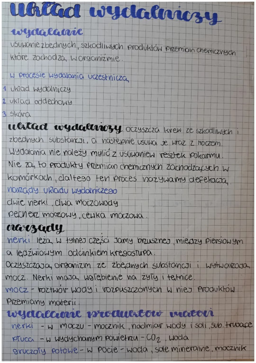 unlad wydalniczy
wydalatric
Usuwaniezbędnych, szkodliwych produktów przemian chemicznych
które zachodzą, worganizmie.
W procesie wydalania u
