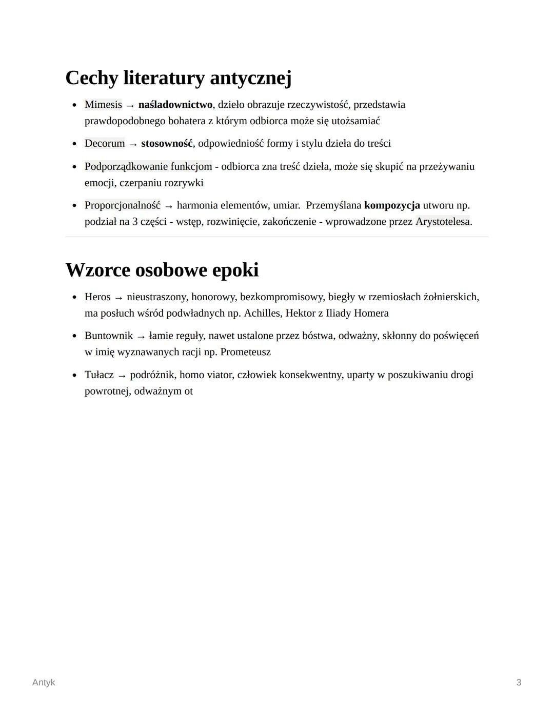 Antyk
Antyk
• Oznaczał kulturę i historię krajów basenów morza śródziemnego w szczególności Grecji i
Rzymu
• To okres w historii od czasów w