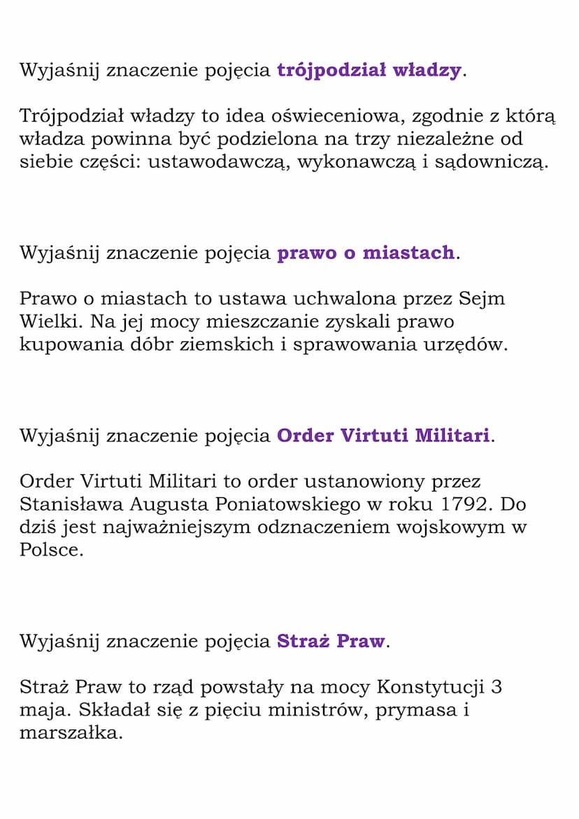 Stanisław August Poniatowski.
Konstytucja 3 maja.
(Dział: Czasy królów elekcyjnych)
Fiszki
Wyjaśnij znaczenie pojęcia konfederacja barska.
K
