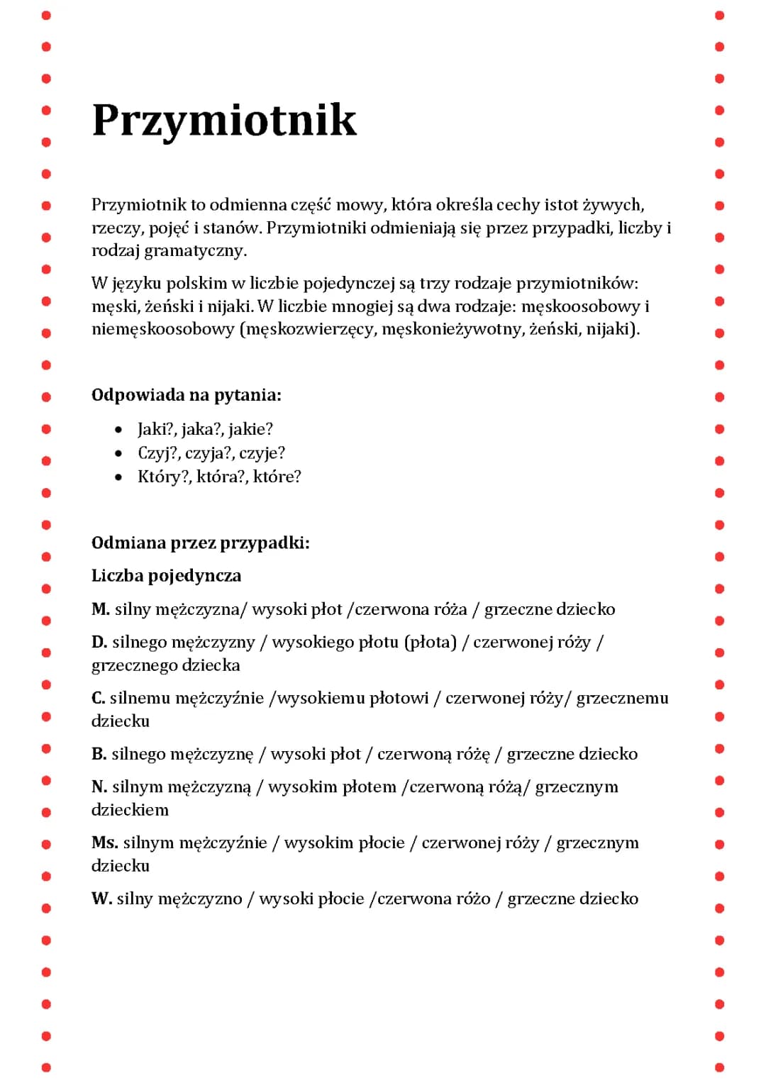Przymiotniki – przykłady i stopniowanie w języku polskim