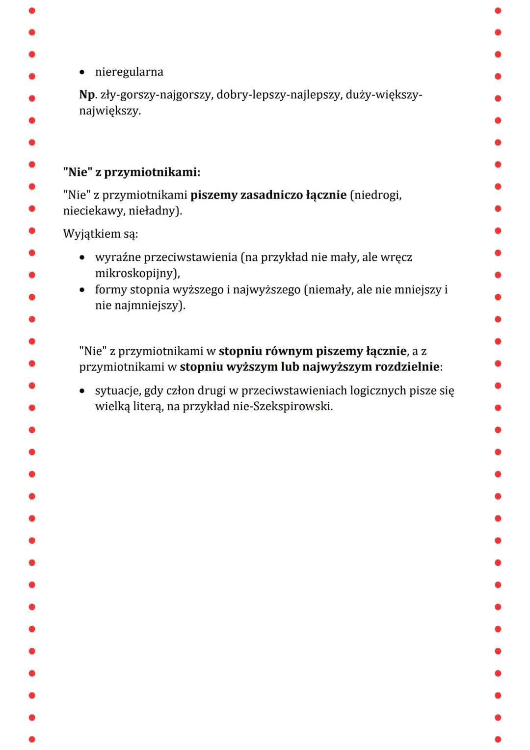 Przymiotnik
Przymiotnik to odmienna część mowy, która określa cechy istot żywych,
rzeczy, pojęć istanów. Przymiotniki odmieniają się przez p