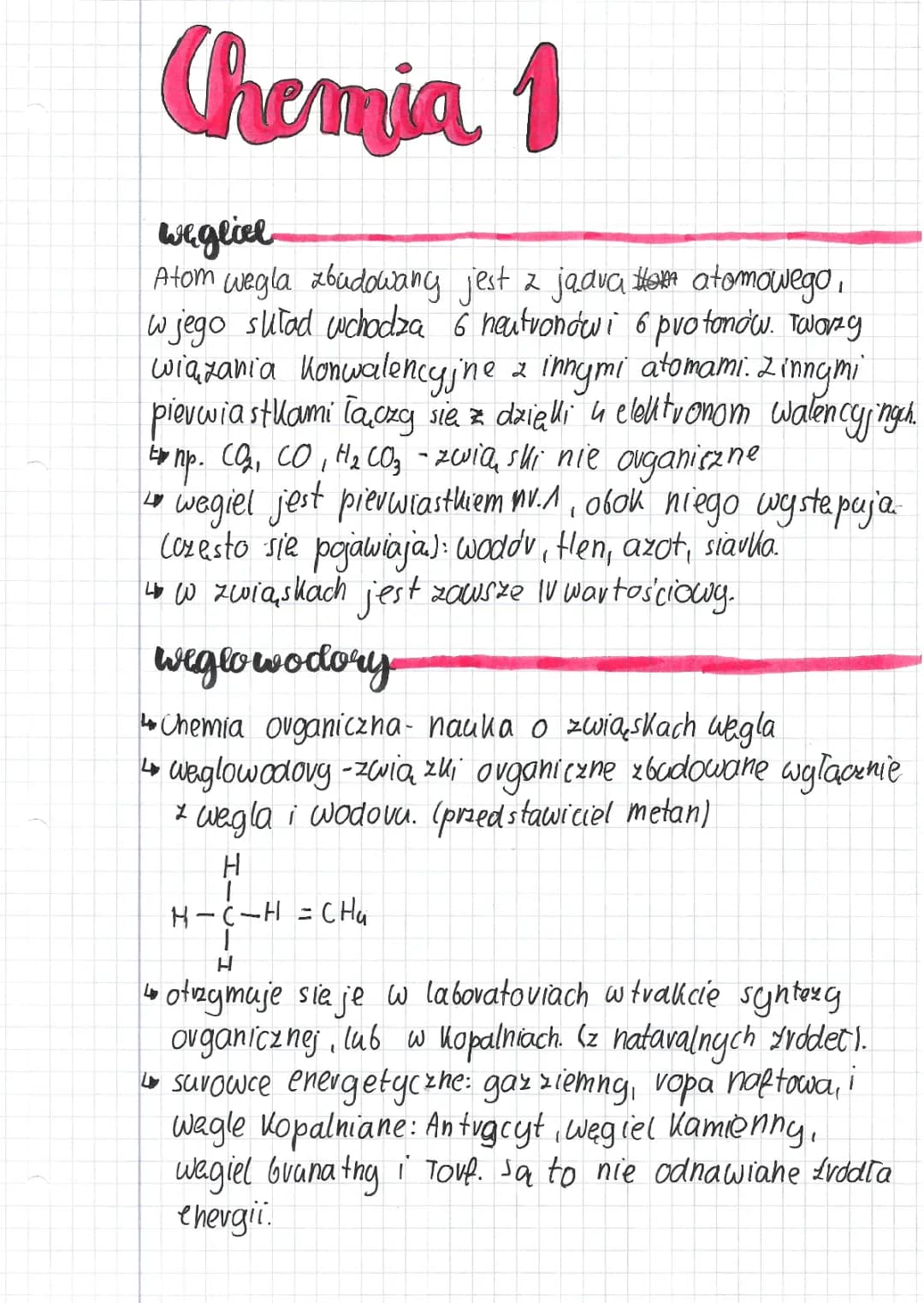 węgiel, węglowodory klasa 8
