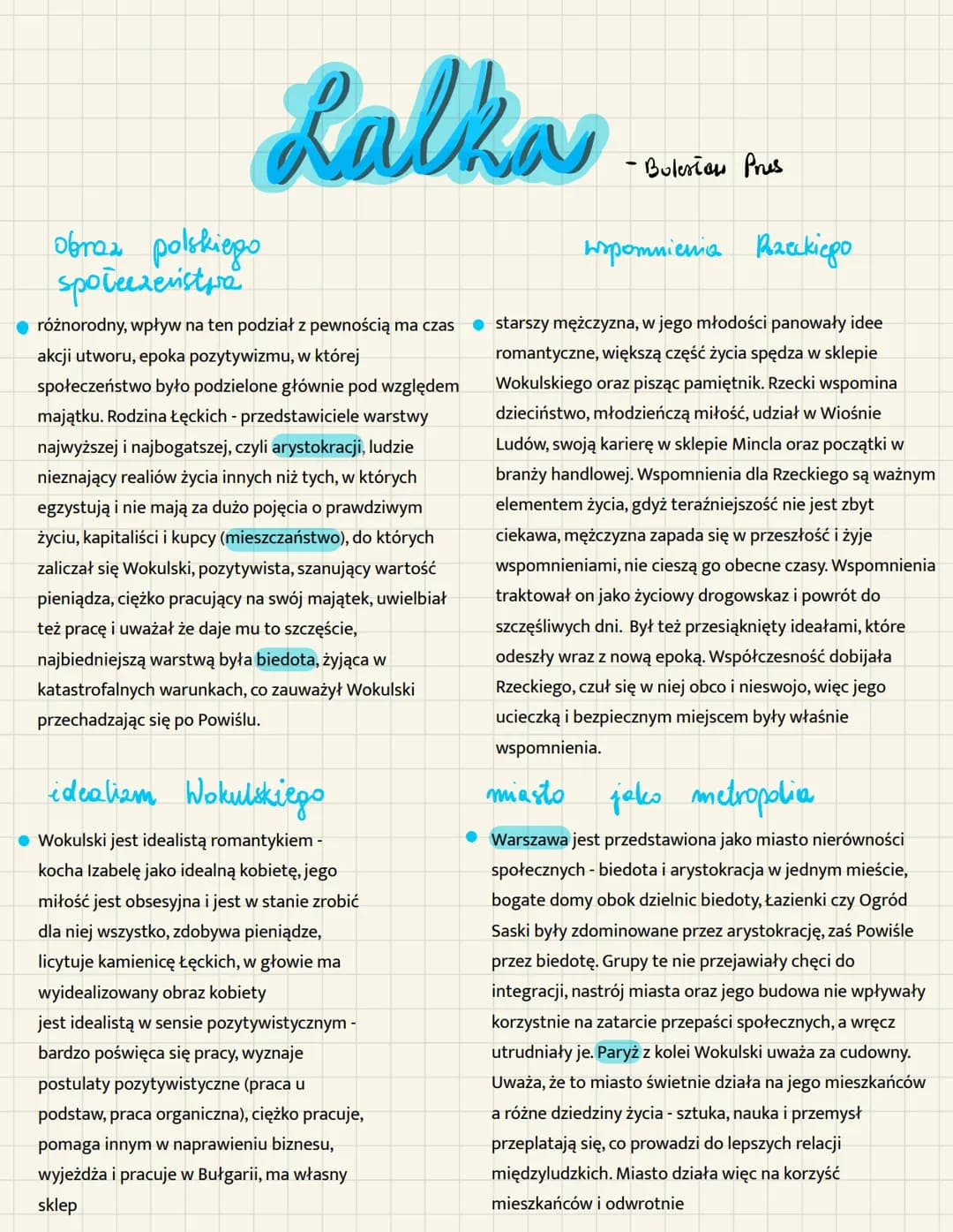 Lalka
kobiety
w "Lalce"
• Łęcka - wyrachowana, materialistka,
arystokratka, myślała że ludzie pracują za karę,
pomagała biednym lecz zbytnio