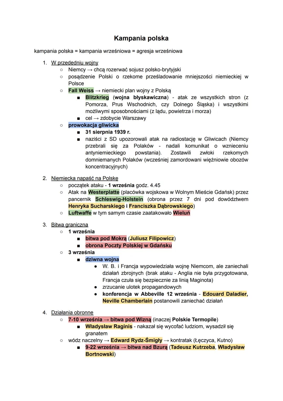 Kampania polska
kampania polska = kampania wrześniowa = agresja wrześniowa
1. W przededniu wojny
O
Niemcy →→ chcą rozerwać sojusz polsko-bry