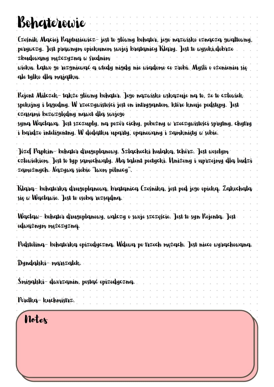 Zensta
Streszczenie
Cześnik Raptusiewicz myslat nad ożenieniem się. Zastanawiał się nad swoją
wybranką, do głowy przychodziła mu jedynie Pod
