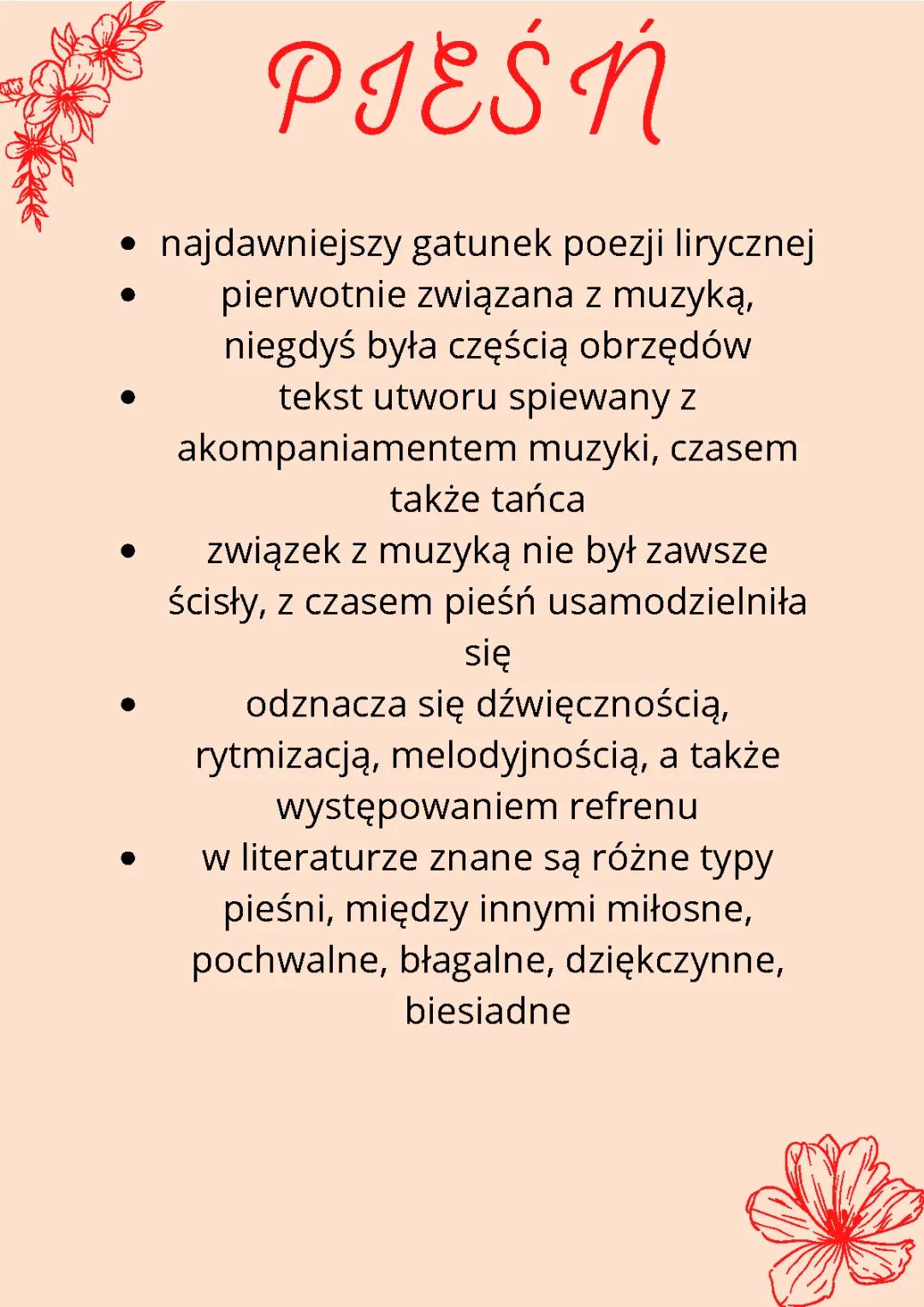 Rodzaje Pieśni - Co to Pieśń i Jej Cechy