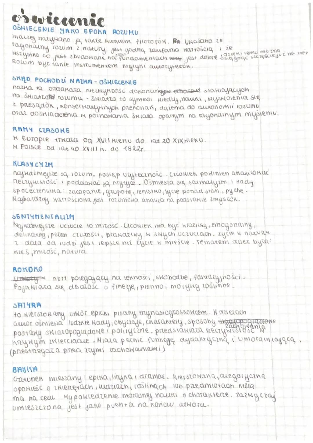 oświecenie język polski 
