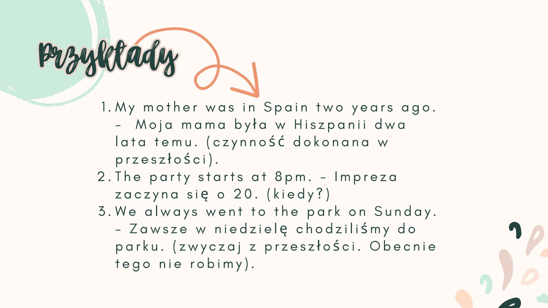 past
simple
angielski za pomocą tego
за
czasu opisujemy.
czynności przeszłe dokonane,
• czynności, które wydarzyły
się jedna po drugiej w
pr