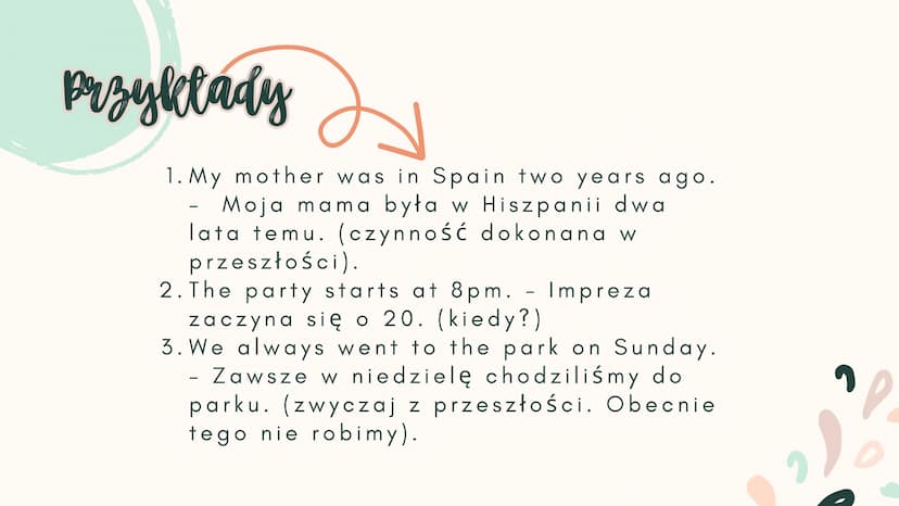 past
simple
angielski za pomocą tego
за
czasu opisujemy.
czynności przeszłe dokonane,
• czynności, które wydarzyły
się jedna po drugiej w
pr