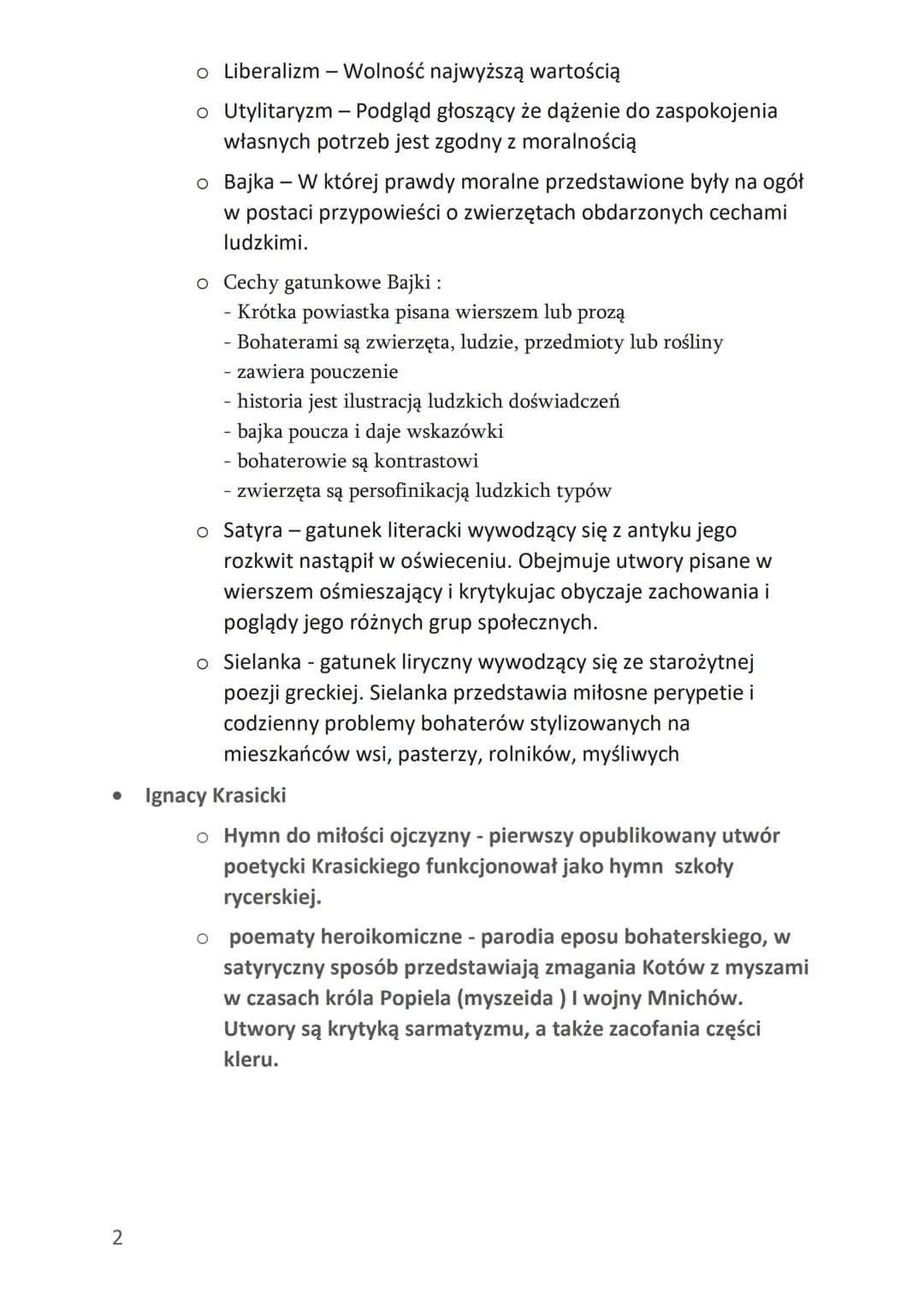 Język Polski
Oświecenie - Nazwa epoki odwołuje się do wyobrażenia światła
rozumu i oświaty. Początki przypadają na koniec XVII w.,( Europie)