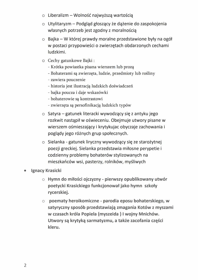 Język Polski
Oświecenie - Nazwa epoki odwołuje się do wyobrażenia światła
rozumu i oświaty. Początki przypadają na koniec XVII w.,( Europie)
