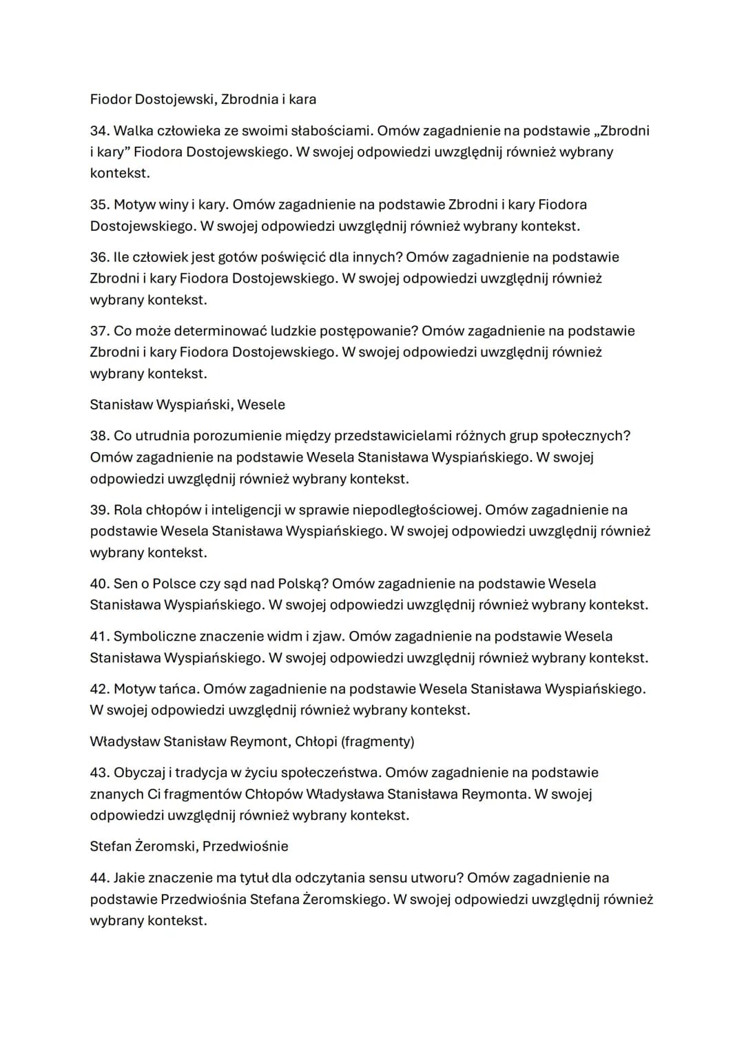 Biblia (fragmenty)
1. Motyw cierpienia niezawinionego. Omów zagadnienie na podstawie znanych Ci
fragmentów Księgi Hioba. W swojej odpowiedzi