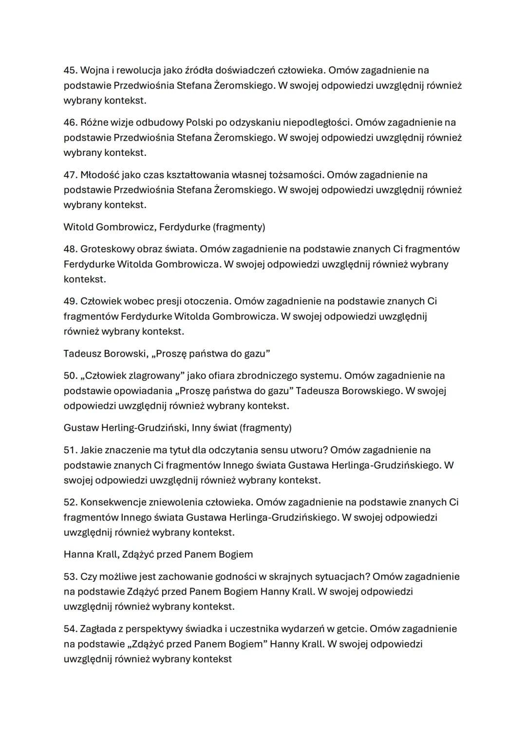 Biblia (fragmenty)
1. Motyw cierpienia niezawinionego. Omów zagadnienie na podstawie znanych Ci
fragmentów Księgi Hioba. W swojej odpowiedzi