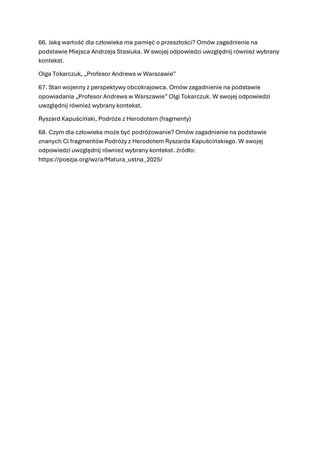 Biblia (fragmenty)
1. Motyw cierpienia niezawinionego. Omów zagadnienie na podstawie znanych Ci
fragmentów Księgi Hioba. W swojej odpowiedzi