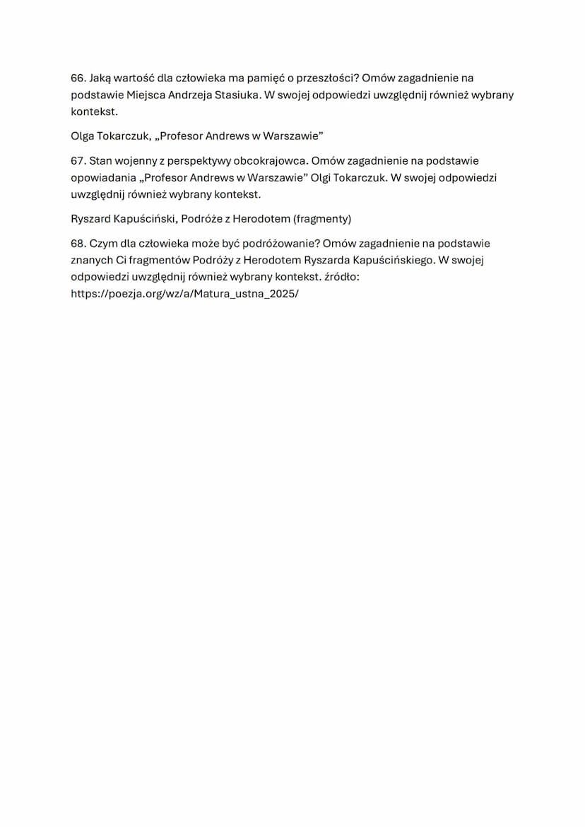 Biblia (fragmenty)
1. Motyw cierpienia niezawinionego. Omów zagadnienie na podstawie znanych Ci
fragmentów Księgi Hioba. W swojej odpowiedzi