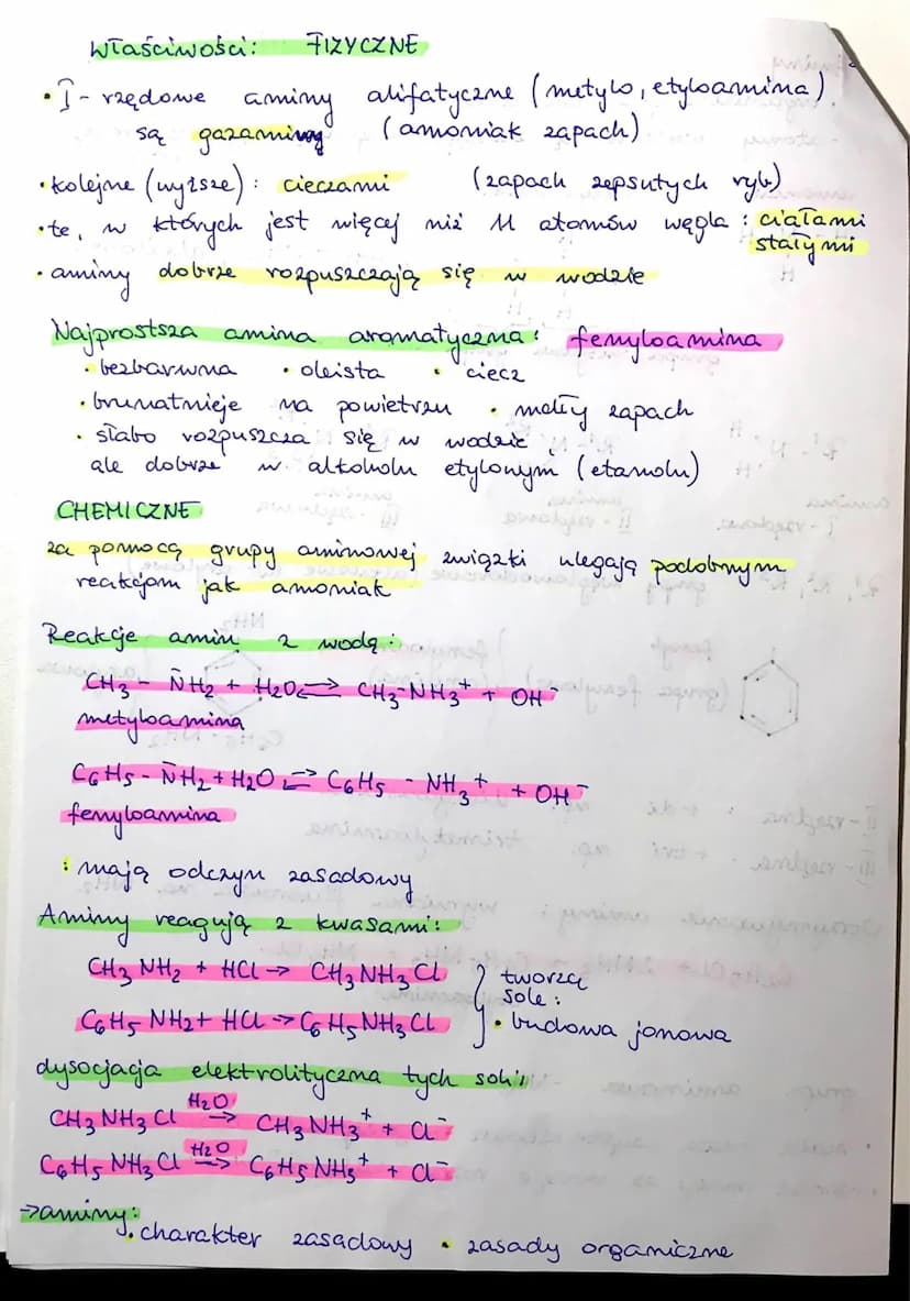 Aminy
organiczne pochodne amoniaku
atomy wodoru są zastąpione grupą węglowodorową
(-R)
amoniak
H-N-H
1
R₁. N'
1
amina
H
H
I-vzędowa
R₁, R², 