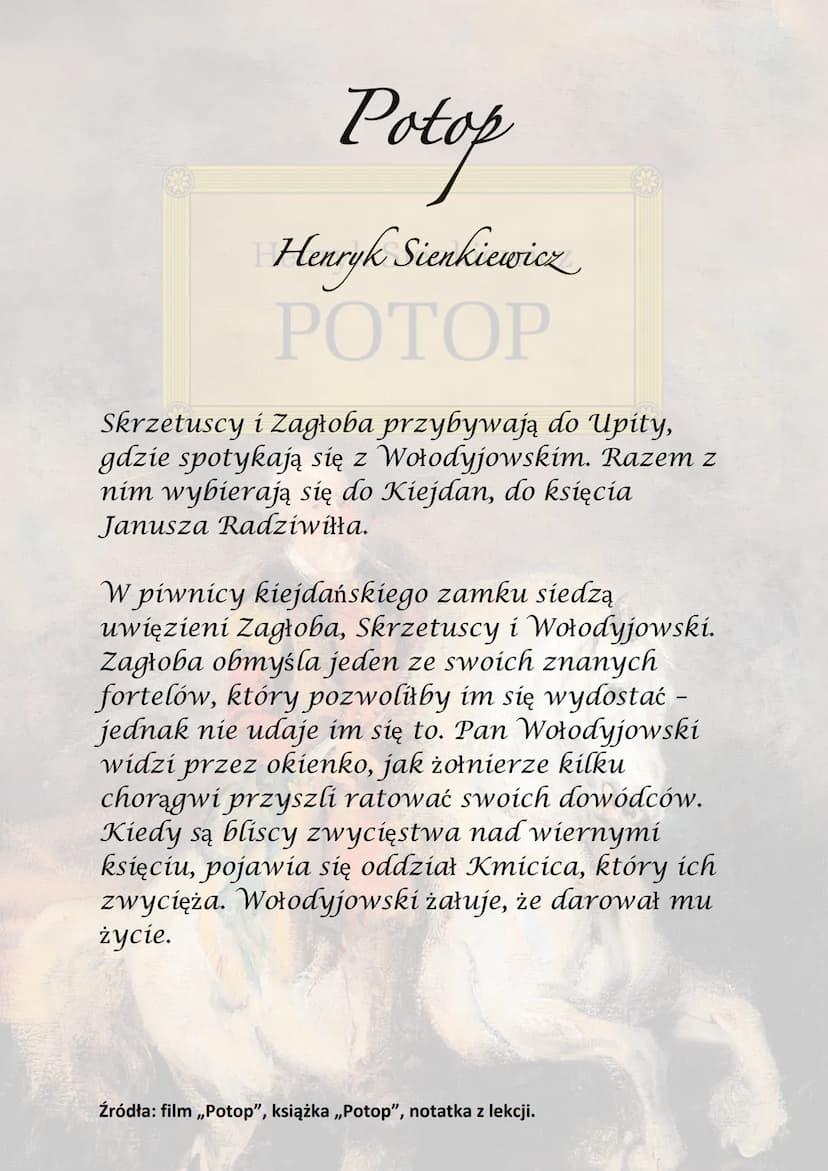 Potop
Henryk Sienkiewicz
РОТОР
Akcja utworu rozgrywa się w latach 1655-1657
na terenie Rzeczpospolitej, gdzie ma miejsce
najazd szwedzki.
He