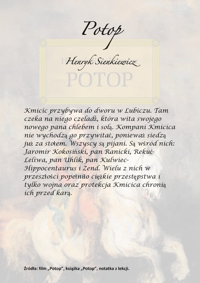 Potop
Henryk Sienkiewicz
РОТОР
Akcja utworu rozgrywa się w latach 1655-1657
na terenie Rzeczpospolitej, gdzie ma miejsce
najazd szwedzki.
He