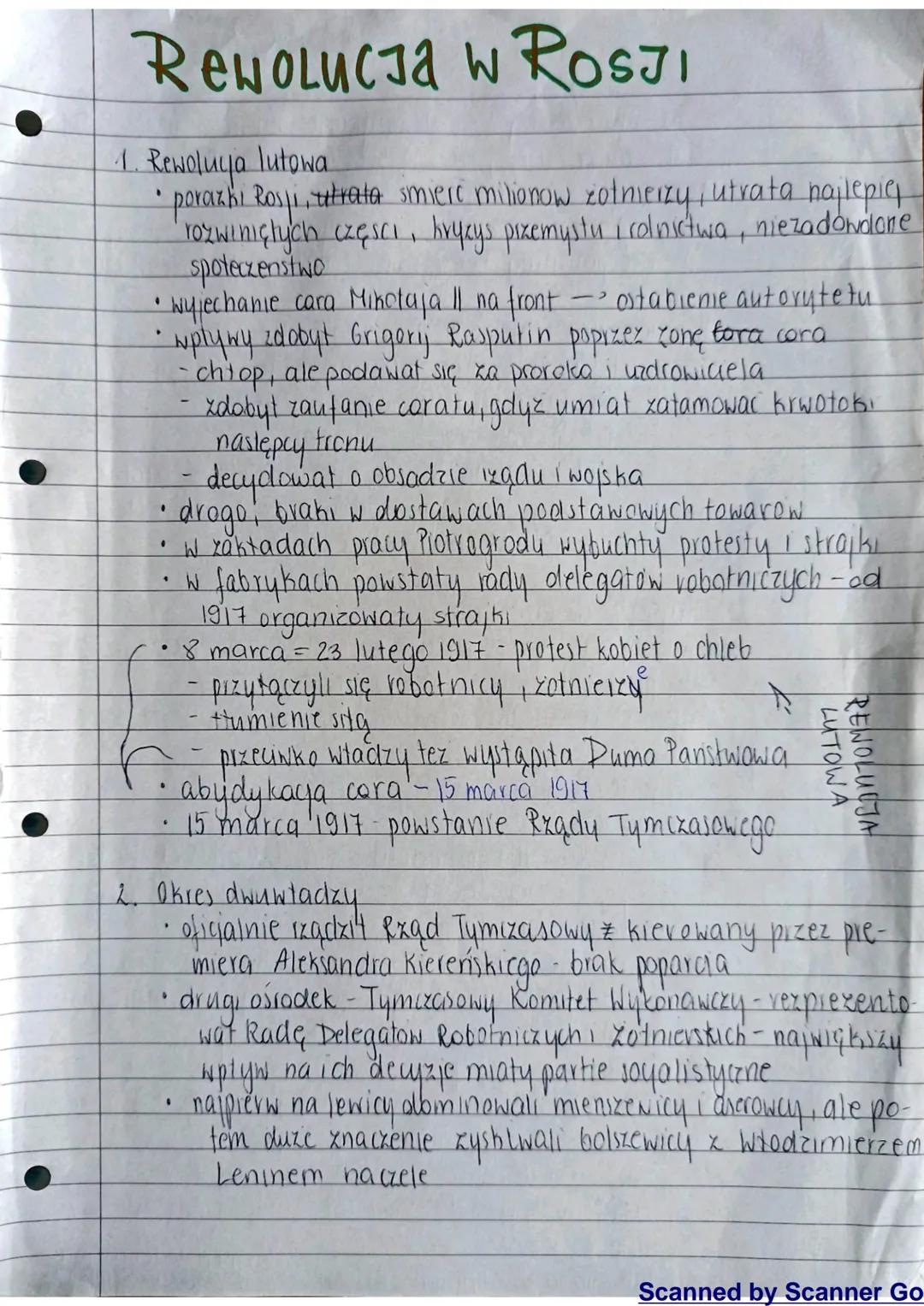 Rewolucja W ROSJI
1. Rewoluya lutowa
• porazki Rosji, utrata smierć milionow zotnierzy, utrata najlepie,
rozwiniętych części, hryzys przemys