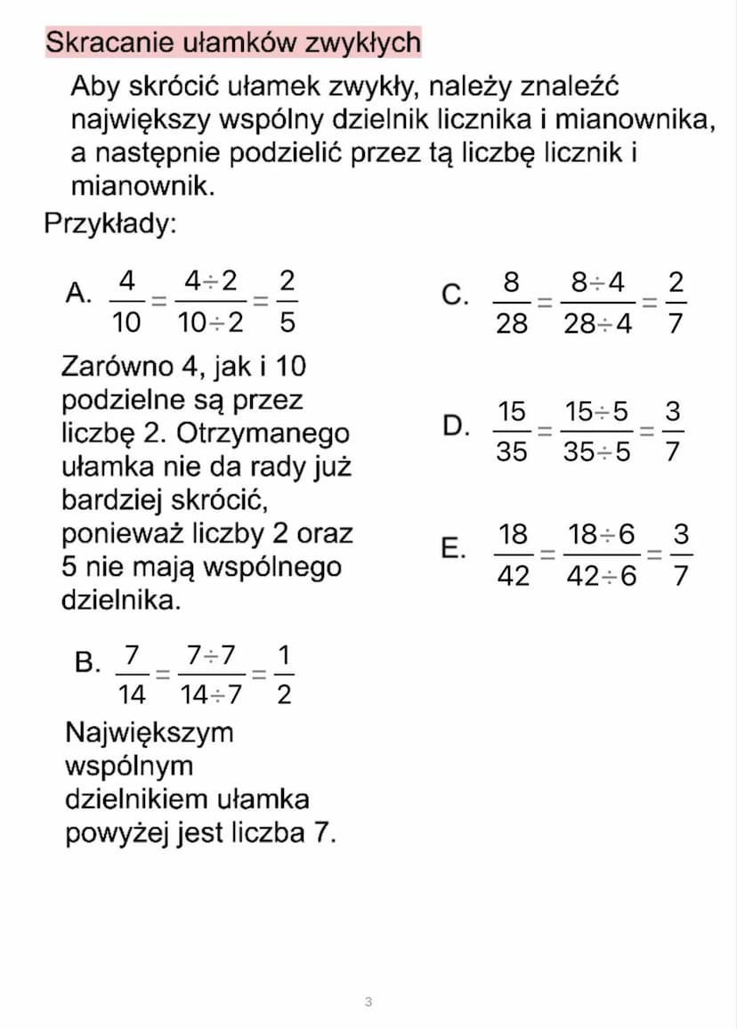A.
B.
1
9 <- licznik
—
4
26
Dodawanie i odejmowanie ułamków
o wspólnym mianowniku
Ułamki o takim samym mianowniku dodajemy
sumując jedynie i
