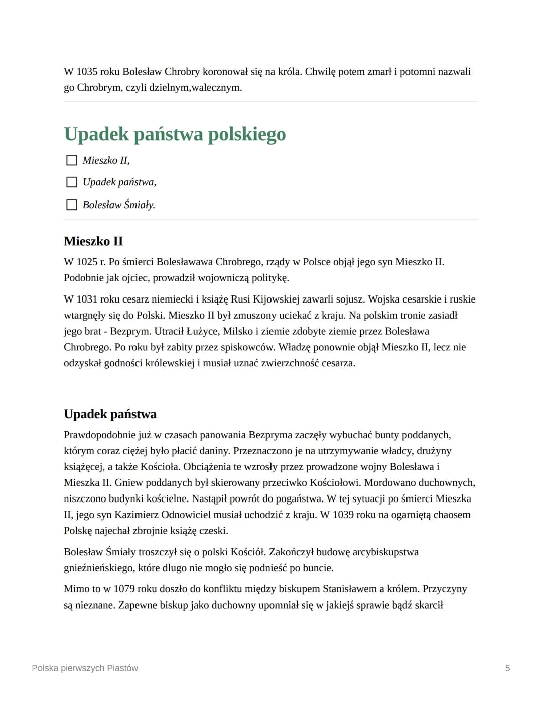 Polska pierwszych Piastów
Na początek kilka ważnych dat:
966 Chrzest Mieszka I,
997 Misja biskupa Wojciecha do Prusów,
1000 Zjazd gnieźnieńs