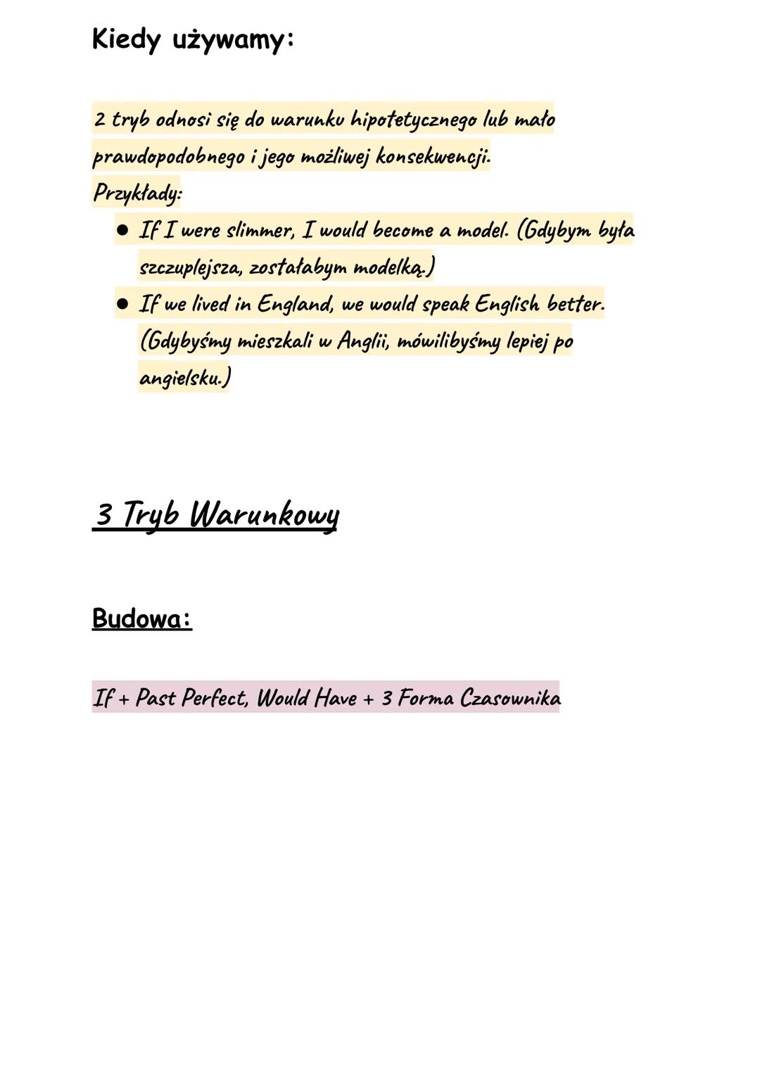 # 0 Tryb Warunkowy

Budowa:
If + Present Simple, Present Simple

Kiedy Używamy:
Używamy kiedy mówi o faktach, prawach natury oraz
sytuacjach